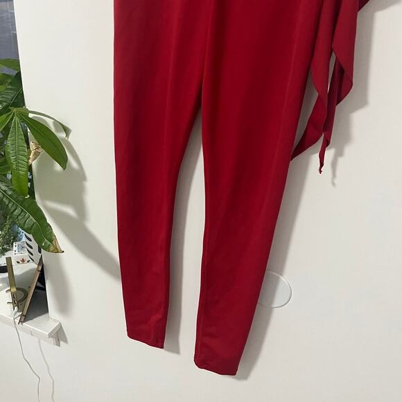 Carbon38 Red Ruffle Tie Waist 7/8 Length Leggings Size Medium - Picture 4 of 6